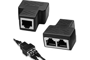 SEEFEY 2 Pièces Splitter RJ45,Coupleur Ethernet 1 Femelle vers 2 Femelles,pour Cat5,Cat5e,Cat6,Cat7,Plug and Play(Noir)