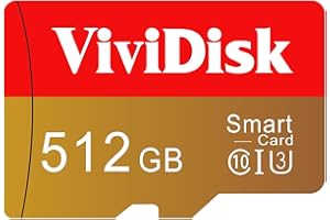 FTOUGHNB Vividisk Scheda SD 512GB Grande Capacità Alta Velocità Scheda di Memoria Immagine Micro SD Card Mini Portatile Memory Card per Smartphone, Drone, Fotocamera, Dash Cam