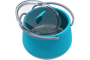 QOTSTEOS Pentola pieghevole da campeggio con coperchio, casseruola in silicone, bollitore per viaggi all'aperto, escursionismo, utensili da cucina portatili, 1 litro (blu)