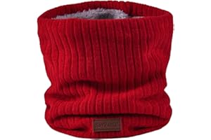 NovForth Winter Neck Warmer Fleece Lined Infinity Scarf Double-Layer Fleece Thicken Windproof and Dust Skiing Circle Lining Knit Infin for Mens Womens