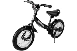 Spielwerk® Children's Balance Bike 2-5 Yrs | Lightweight Learning Training Bicycle | 10' PU Tyres 12' Pneumatic Tyres | Brakes Rubber Grips | Height-Adjustable Saddle
