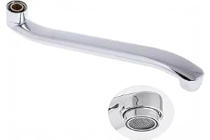 Topolenashop Canna di Ricambio Cromata 25CM per Rubinetto a Muro Becco Girevole Universale per Miscelatore Cucina o Vasca Attacco Standard, Curva Orientabile, Finitura Lucida Anti-Corrosione 69672