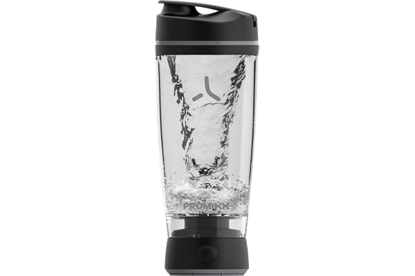 Promixx Original Shaker Bouteille - Alimenté par piles pour des boissons protéinées lisses - Sans BPA, Tasse de 600 ml (Noir)