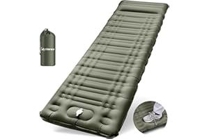 Arlierss Inflating Camping Mat, Ultralight Sleeping Pad with Pillow 12cm Waterproof Self Inflating Mattress Built-in Pump for Outdoor Backpacking Hiking Travelling