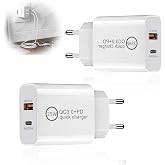 2Pack USB C Charger 25W 2 Port Plug Type C Fast Charging M&uacute;lti Mobile Charger Head Dual Type C and USB A QC 3.0 and PD Adapte
