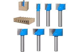 JIDRMC 6 Stück Schaft Bodenreinigung Reinigung Fräser Set, Fräser für Oberfräse 8mm Schaft, Oberfläche Schaftfräser für Holz, Holzbearbeitung (10mm, 15mm, 20mm,22mm,25mm,30mm)