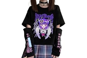 YINGKE Femme Japonais Kawaii Anime Manga Sweatshirt Fille Gothique Y2K Harajuku Vetement E-Girl T Shirt à Manches Longues