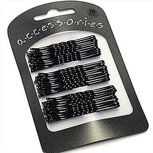 30 Extra Long Black Traditional Kirby Hair Grips Slides Clips Pins 7cm by Pritties Accessories