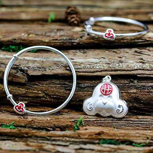 TT&amp;CHANGMINGSUO 3 pieces. Baby silver long life lock. Baby silk silver bracelet. Children full moon hundred jewelry set. Sterling silver. Wang fortune