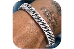 Richsteel Pulsera Metal de Eslabones Cubanos, Brazalete Hombre Pulseras Acero Inoxidable Hombre 8mm 12mm 17mm Ancho, Pulsera de Cadenas 19cm 21cm 23cm Largo