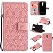Produktbild Hülle für Moto G4 / Moto G4 Plus Leder Tasche Hülle Case, Handyhülle Flip Cover Ledertasche Muster Blätter Blumen Standfunktion Magnetverschluss Kartenfach Handy Schutzhülle Brieftasche Innere Silikon Case Schale für Moto G4 / G4 Plus, Hancda Klapphülle Flip PU Leder Handytasche Etui Shell Handyhüllen Tasche für Moto G4 / G4 Plus - Rose Gold