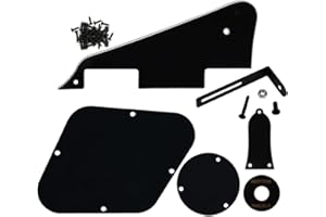 IKN Set di battipenna LP/piastra di controllo/coperchio selettore/anello interruttore a levetta/coperchio truss rod/staffa nero/viti di montaggio per chitarra standard Les Paul, 3 strati nero
