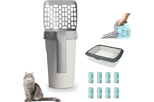 BAVOOTY Cat Litter Scooper with Bags,Cat Litter Shovel,Cat Poop Scoop,Tray Scoop with Bag,Litter Tray Scoop,Waste Can Cat Litter Scooper with 8 Rolls of Garbage Bags For Cleaning pet Litter Boxes