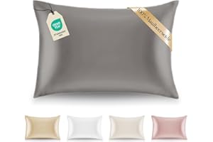 ‎DREAMZIE Kissenbezüge Seide - 40x80 cm - Gewicht 19 Momme 100% Reine Maulbeerseide Doppelseitig - Seidenkissenbezug für Haar und Haut, Anti-Aging, Anti-Bettwanzen - Silber Grau