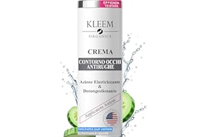 KLEEM ORGANICS Crema Contorno Occhi Antirughe con Acido Ialuronico, Caffeina e Aloe Vera – Idratante Antiocchiaie e Antiborse – Riduce Rughe e Linee Sottili – Formula Naturale e Testata Dermatologicamente in Italia