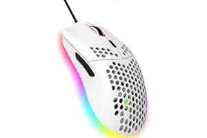 HOOPOND Wired Gaming Mouse, 6 RGB Lighting 6400 DPI Programmable USB Gaming Mice with 6 buttons, Honeycomb Shell Ergonomic Design for PC Gamers and Xbox and PS4 Users -White