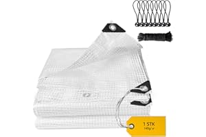 EPFHR Abdeckplane Wasserdicht 2x4m Gitterfolie Gewächshaus Folie Winterfest Gitterplane Gewebeplane 140g/m² Transparent Plane mit ösen Für Schutz Pflanzengewächshaus Gartenmöbel Boot LKW Brennholz