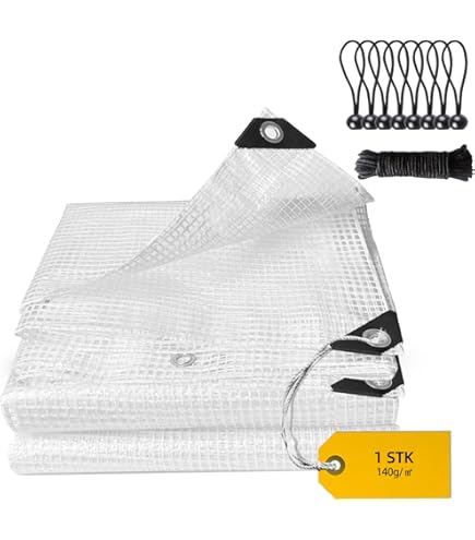 WLBXDRZK Afdekzeil, waterdicht, 2 x 4 m, doorzichtig zeil met ogen, transparant weefselzeil voor folie, serre, voor balkon, windscherm, plantenisolatie, meubels, stofdicht WLBXDRZK Afdekzeil, waterdicht, 2 x 4 m, doorzichtig zeil met ogen, transparant weefselzeil voor folie, serre, voor balkon, windscherm, plantenisolatie, meubels, stofdicht