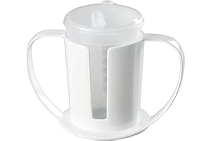 Homecraft Clear Beakers with Holder, Easy to Grip Double Handle is Ideal for Those with Weak Grasp, Wide Base for Stability, Two Mugs and Two Spouted Lids (Eligible for VAT relief in the UK)