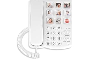 Uvital Corded Landline Phones for Elderly, Big Button Telephone for Home/Hotel/Office, Desk Telephone with One-Touch Speed Dialling, Hands-Free, Volume Control and Redial