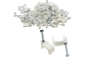 ENTIE Blanco 100 x 9 mm Plano Cable Clips para 1.5mm2 Gemelo & Tierra Cables [9mm (1,5mm2 T&E)]