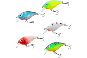 TUXIBIN 5 unids señuelos de Pesca Set Kit de Señuelo Pesca Cebos Artificiales 5.5 cm 7g Gancho de Pesca Giratorio Cola Pesca Cebo para Agua Dulce Agua Salada Carpa lubo, etc.