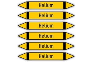 HAVATI Stickers: 200 x 30 mm, Pack of 6, Group 5, Non-flammable Gases, Pipeline Marking, According to DIN 2403, Language: German, Helium