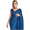 Sidhidata Women's Full Crushed/Pleated Satin Saree With Unstitched Blouse Piece