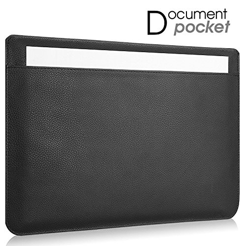 MacBook Pro Schutzhülle Sleeve, omoton dünnsten und leichtesten PU Geldbörse Leder Sleeve für Apple MacBook Pro (38,1 cm, 2016), integriertem in Innen Halterung für Apple Bleistift und Dokument Tasche, Schwarz - 6