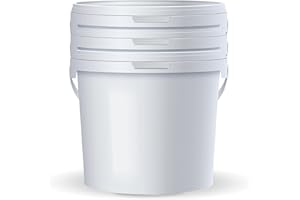 POSH Seau avec couvercle, 10 l, blanc, plastique, alimentaire, résistant aux fuites, inodore, robuste, hermétique, seau avec poignée (3, 10 l)