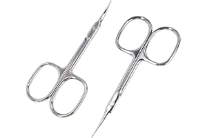 MEWTUSH 2 PCS Ciseaux à Cuticules Professionnels, Eyebrow Scissors, Curved Blade Stainless Steel Manicure Pedicure Beauty Grooming for Nails, Petit Ciseaux De Précision Pour Ongles, Sourcils