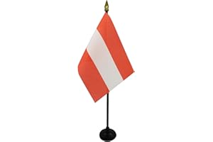 AZ FLAG - Tischflagge Österreich - 15x10 cm Goldene Splitze - Österreichische Tischfahne 10 x 15 Cm - Flaggen