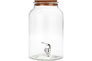 A'Domo Point-Virgule Distributeur de Boisson en Verre avec Bouchon de liège, pour l'eau et des Cocktails, Meuble Bar, 5.6L