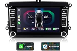 ACAVICA Android Autoradio 7 Zoll für VW Skoda Seat – Apple Carplay Android Auto Display – Doppel Din Radio mit Bildschirm für Golf 5 6 Polo 6R Passat B6 B7 Touran Tiguan EOS – Bluetooth DSP GPS Navi