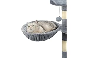 lionto Liegemulde aus weichem Plüsch für Kratzbaum, Ø 40 cm, 15 cm Tiefe, kuschelige Schlafmulde für jeden Katzenbaum mit M8-Gewinde, Stabiler Metallrahmen für kleine und große Katzen, hellgrau