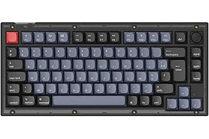 Keychron V1 ISO-FR-Layout Clavier mécanique Filaire Custom Knob Version, 75% Layout QMK/Via Programmable, K Pro Red Switch remplaçable à Chaud, pour Mac Windows Linux (Frosted Black)