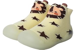 TOLALER Skarpety dziecięce, antypoślizgowe buty do raczkowania, buty do chodzenia boso, miękkie, dziane, śliczne kreskówki, buty do nauki chodzenia 9-36 miesięcy