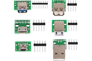 INNOVATEKING-EU 6 Stück USB zu DIP Breakout Adapter Converter, Mini 5p USB-Stecker, 2.54mm 4p, USB 2.0 4p, USB 3.0 Flach, Micro-USB Typ B, USB Typ-B Quadrat DIP-PCB Modul