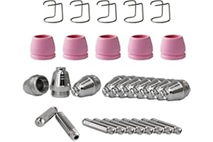 STAHLWERK P-60 Plasma Accesorios Piezas de Desgaste Boquillas de Plasma + Electrodos + Tapones Cerámicos para Antorcha de Plasma de Encendido Piloto P-60 CUT, Set 30 piezas
