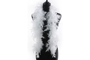 TOZBLEU Federboa, Weiß boa feather schal, Länge circa 120 cm, Kostüm-Accessoire, Charleston, 20er Jahre,für Flapper, Karneval, Mottoparty, Junggesellinnenabschiede,Gatsby, Kostüm, Theater(Weiß)