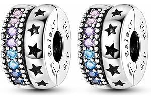 Hapour Clip Distanziatore Charm per Bracciale Clip Lock Stopper Bead Distanziatore DIY Fit Bracciale Serpente Europeo Apribile 925 Sterling Silver Beads Gioielli Regalo per le Donne Ragazze