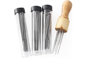 CO-LINK DIY Feutre Point Punch Outil avec poignée Solide en Bois feutrage Plus Efficace +120 Pieces Aiguilles de Feutre triangulaires(Felt Stitch Punch Tool +Triangular Felting Needles)