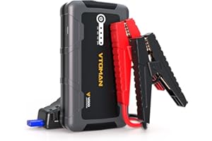 VTOMAN Booster Batterie - 1500A 12V Portable Jump Starter, Démarrage de Voiture (Jusqu’à 6.0 L Essence 4.0L Gazole) avec Pinces de sûreté intelligentes, Lampe LED, Port USB Charge Rapide 3.0