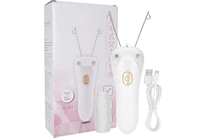 Lwuey Electric Facial Hair Threader, Hair Removal Face Threading Machine USB Chargeable Cotton String Thread Lip Chin Cheek Arm Leg Body Epilator Depilation Woman Portable Device