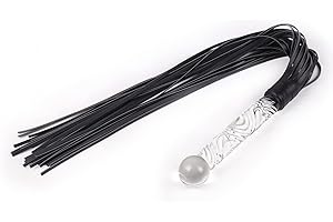 TISVY Horse Whip, Real Leather Tassels Riding Crop Flogger Handle for Equestrian Teaching Training
