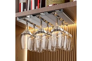 Vaisoeny Soporte para copas de vino, Paquete de 2 soporte para copas de vino translúcido, Cuelga copas, Almacenamiento de cristal, Colgador para cocina y bar (Gris)