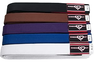 KO Sports Gear - Brazilian Jiu Jitsu Belt - Knockout Label Youth BJJ Gi for Kids with Ranking Stripes Martial Arts Belts