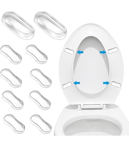 WC-Sitzdeckelpuffer – 4 Stück, 5,2x2,1x1,8 Cm, Aus TPE/ABS/EVA, Weiß/rot, Universell Passend, Höhenverstellend, Geräuschdämpfend