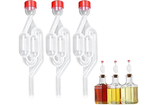 CeoxThao 3 stycken jäsrör, set för öl och vinframställning, jäspropp av plast, vinlyftare, jäsrör med propp, för fermenterad surkål, vin, öl och mer, transparent design