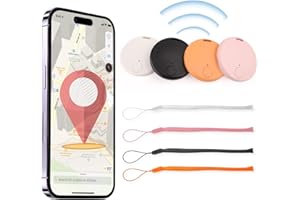 EYEZER 4 Pack Bluetooth Key Finders - Smart Anti-Loss Tags for Keys, Wallets, Pets, Luggage - Child Locator Included - Works with Android & iOS